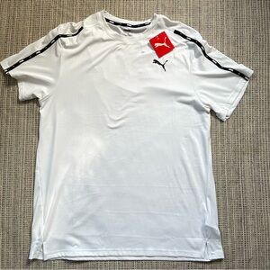 PUMA Men's White and Black Short Sleeve Tee Size Large